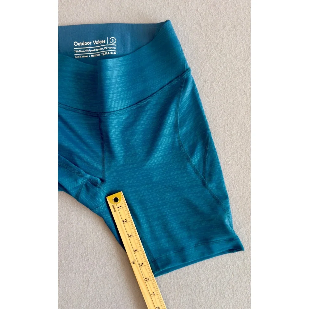 Outdoor Voices TechSweat Bike Shorts Teal Blue Space Dye Women's Size Small